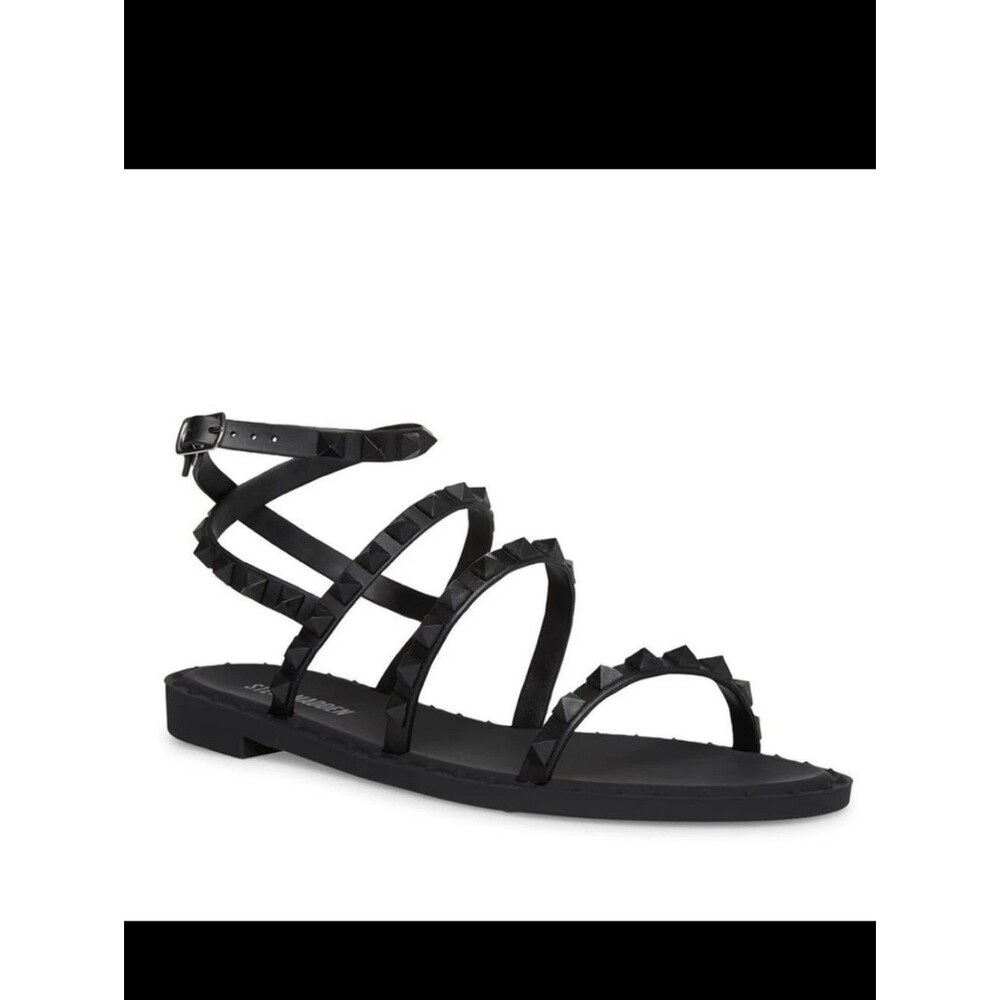Steve Madden Size 8 Jelly Gladiator Studded Ankle Strap Round Toe Buckle Sandal